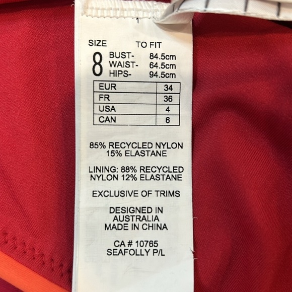 Seafolly Standard Rise High Cut Bikini Bottom Swim New Wave Spicy Orange Size 4 - Picture 7 of 7